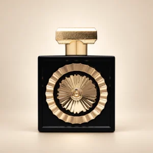 نمای بطری عطر لطافه نبراس با زمینه کرم