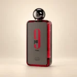 نمای بطری عطر افنان ۹ پی ام ربل با زمینه کرم